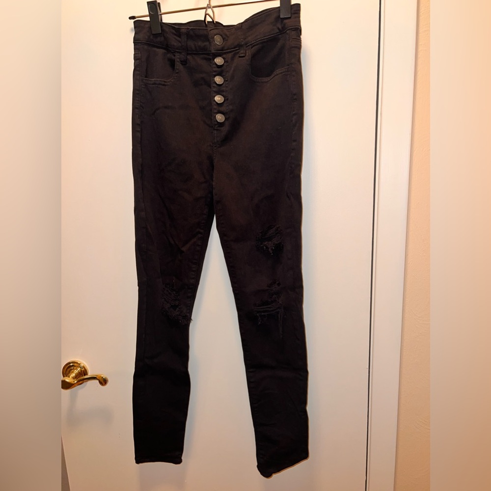 Black American Eagle Super High Rise Jegging